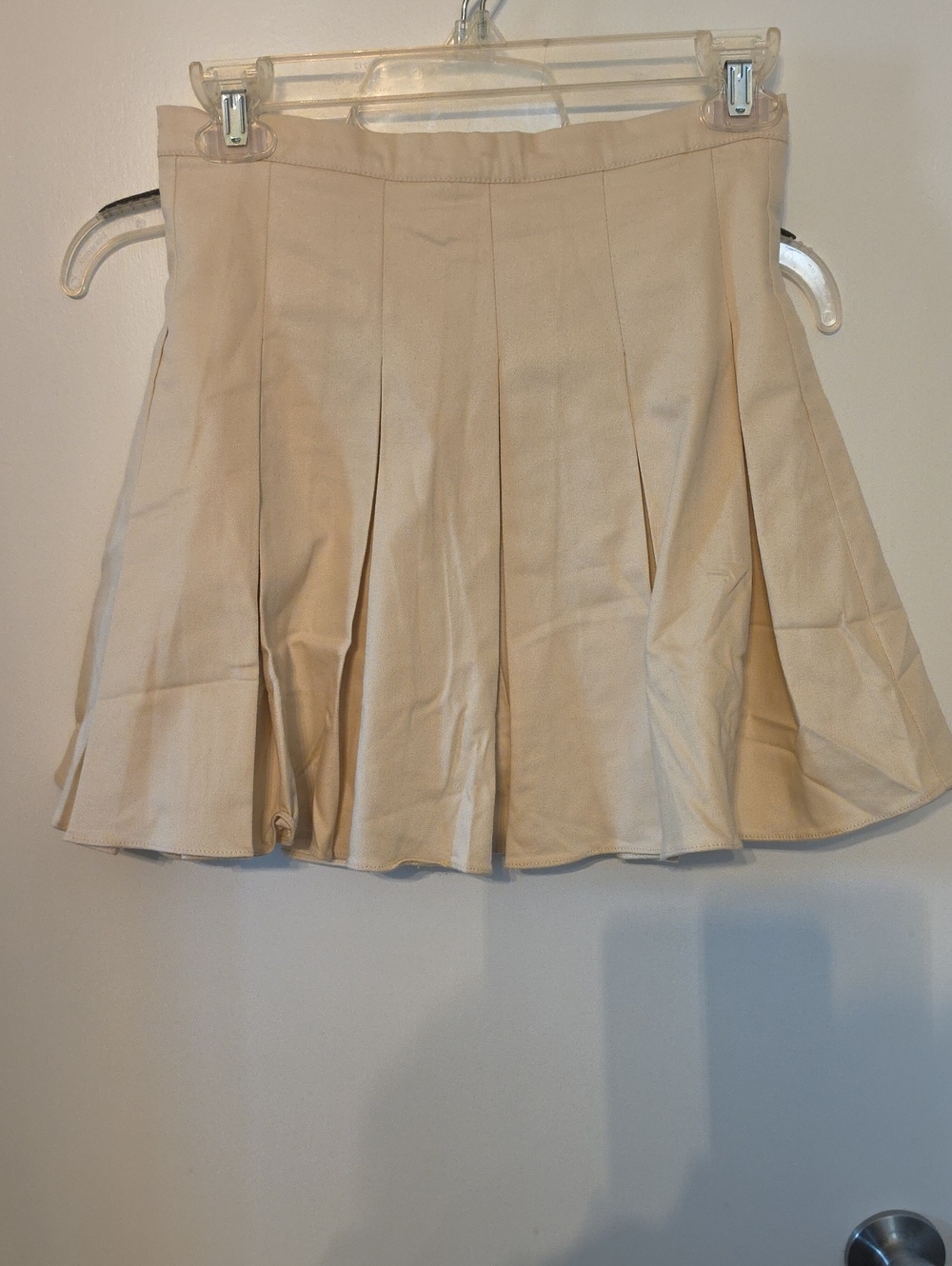 Pleated Circle Skater Mini Skirt in Cream